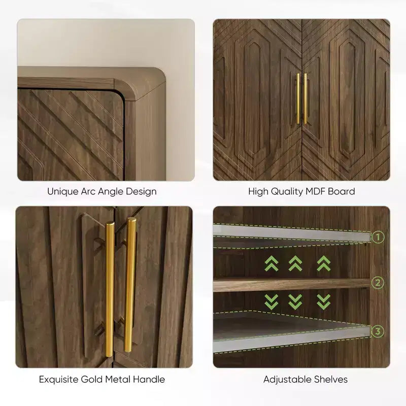 GDFStudio Hecarim Armadietto Rustico in Legno con Ante Intagliate e Ripiani Regolabili