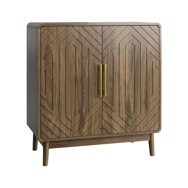 GDFStudio Hecarim Armadietto Rustico in Legno con Ante Intagliate e Ripiani Regolabili