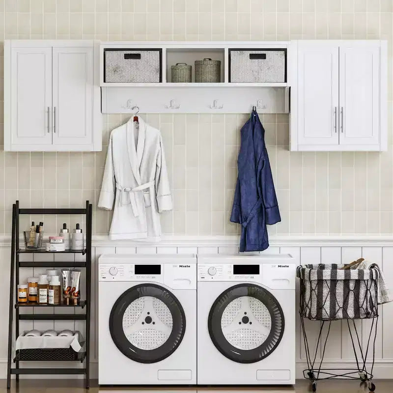 PexFix 26x44x8 White Wall Mounted Laundry Cabinet Storage Organizer
