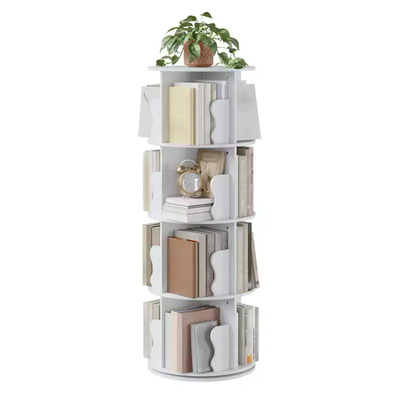 GustoWave Scaffale Girevole a Torre a 4 Livelli, Libreria in Legno Girevole a 360 Gradi Impilabile - Espositore Verticale Girevole