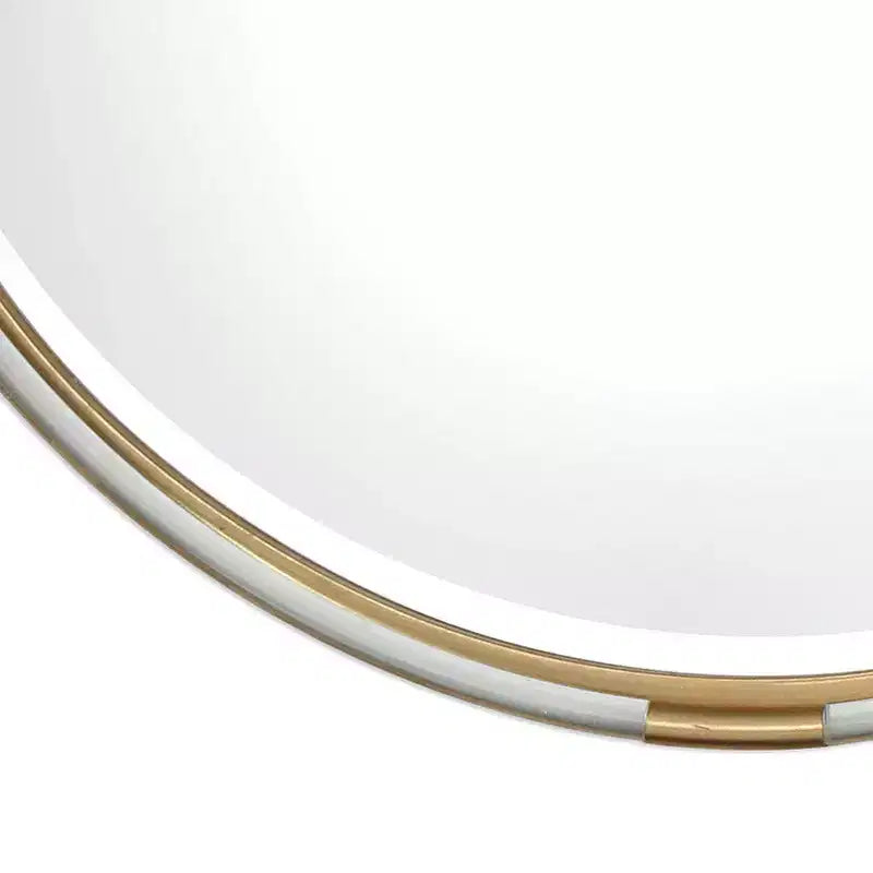 Specchio decorativo rotondo da parete Uttermost per trucco, smussato, metallico oro, acrilico trasparente, cornice in legno, largo 37 1/2 pollici per bagno o camera da letto