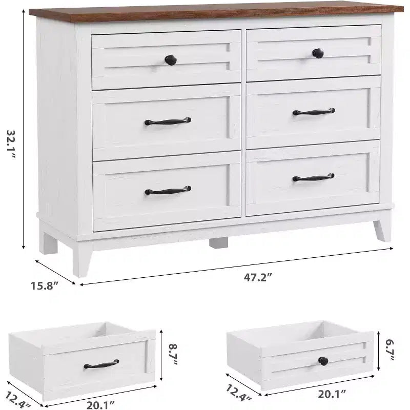 Cassettiera a 6 cassetti per camera da letto, Comò largo 120 cm in legno, Organizer moderno indipendente, Soggiorno, Ingresso