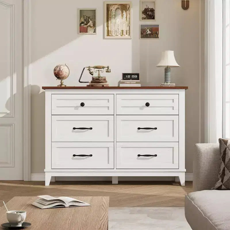 Cassettiera a 6 cassetti per camera da letto, Comò largo 120 cm in legno, Organizer moderno indipendente, Soggiorno, Ingresso