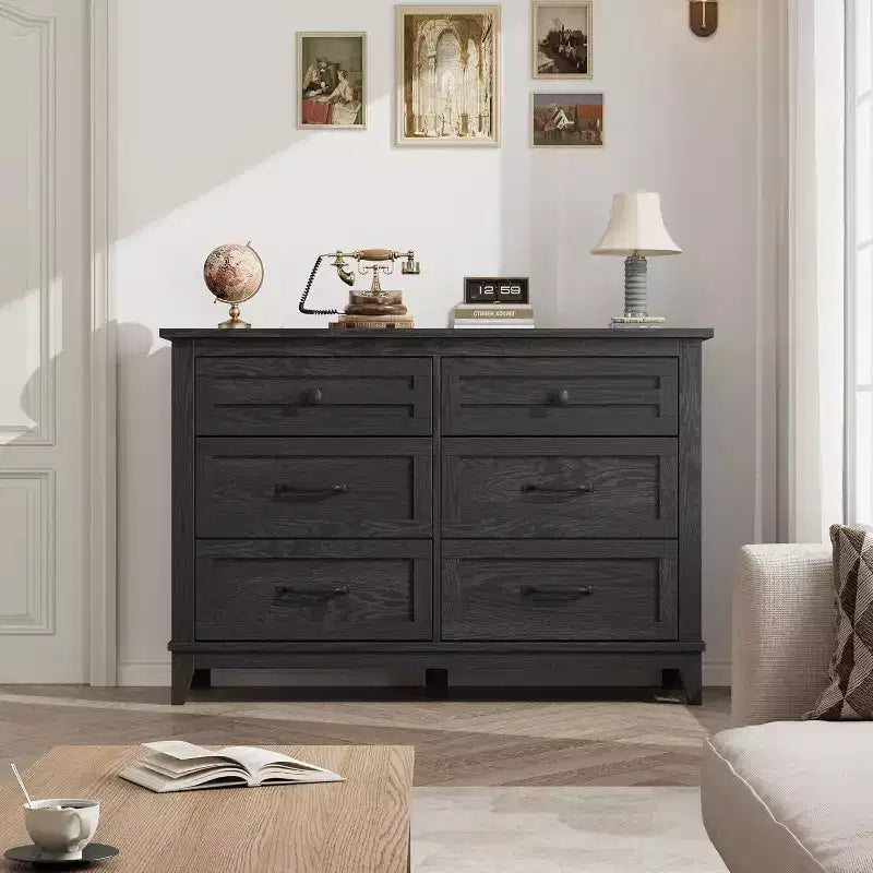 Cassettiera a 6 cassetti per camera da letto, Comò largo 120 cm in legno, Organizer moderno indipendente, Soggiorno, Ingresso