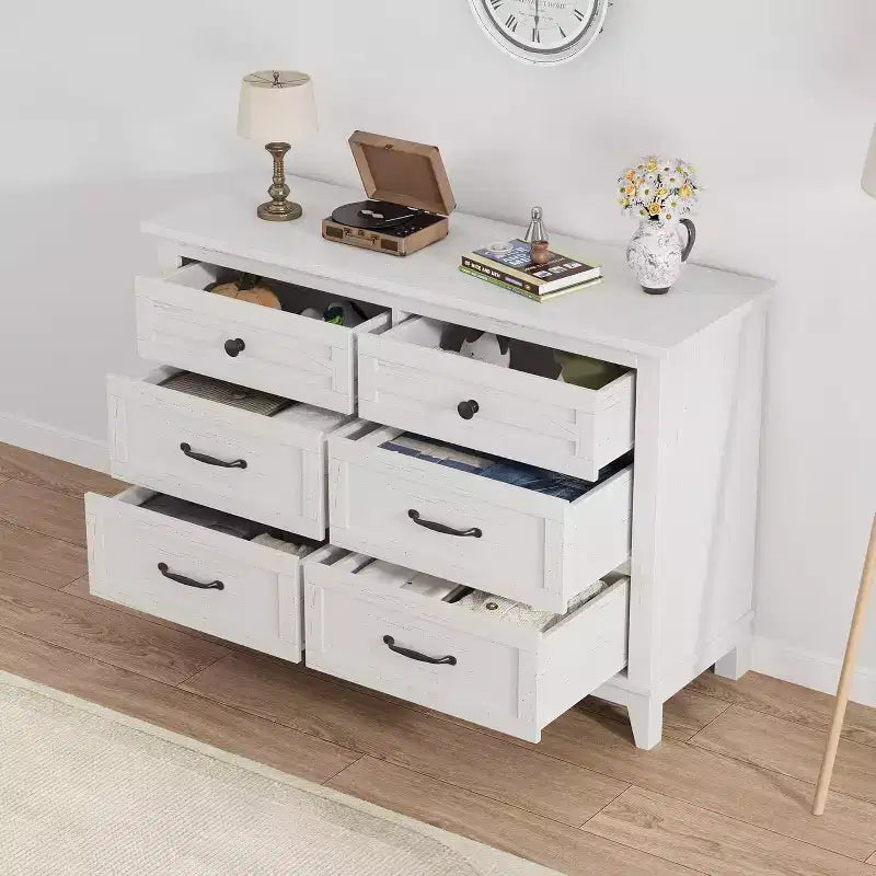 Cassettiera a 6 cassetti per camera da letto, Comò largo 120 cm in legno, Organizer moderno indipendente, Soggiorno, Ingresso