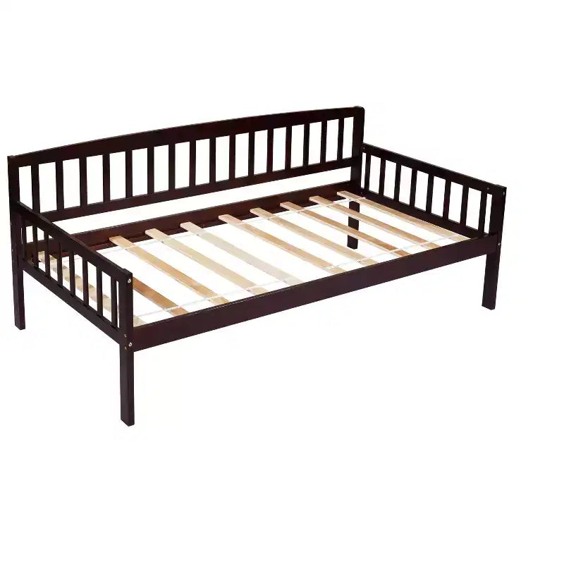 MAYEERTY Letto Divano in Legno di Pino con Due Cassetti Contenitore, 10 Doghe di Supporto, Marrone
