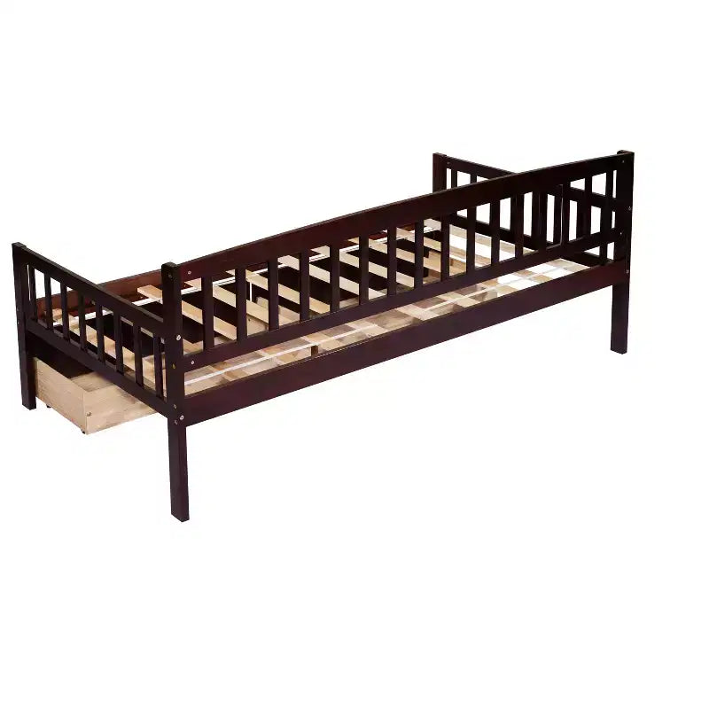 MAYEERTY Letto Divano in Legno di Pino con Due Cassetti Contenitore, 10 Doghe di Supporto, Marrone