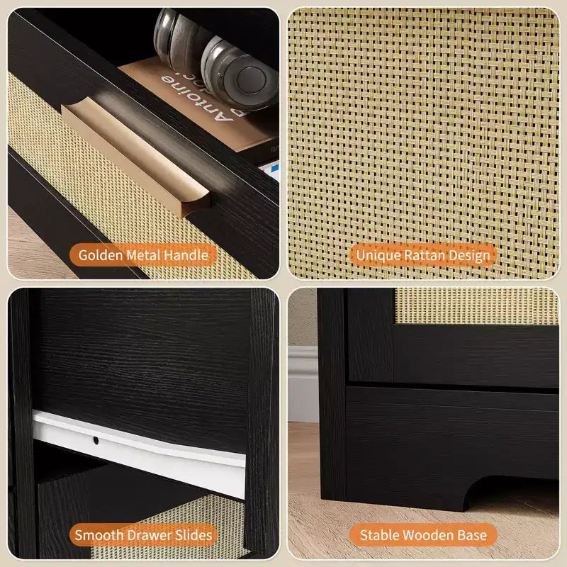 Comò a 10 cassetti per camera da letto, cassettiera coloniale in rattan con maniglie, mobile contenitore indipendente in legno per soggiorno, armadio, ingresso