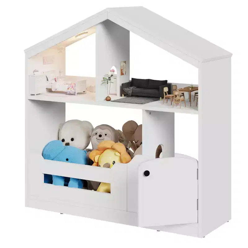 Libreria a 3 Livelli per Bambini, Organizzatore Porta Giocattoli con Luce con Sensore di Movimento, Scaffale in Legno per Libri, Porta Libri per Camerette, Aule, Sala Giochi