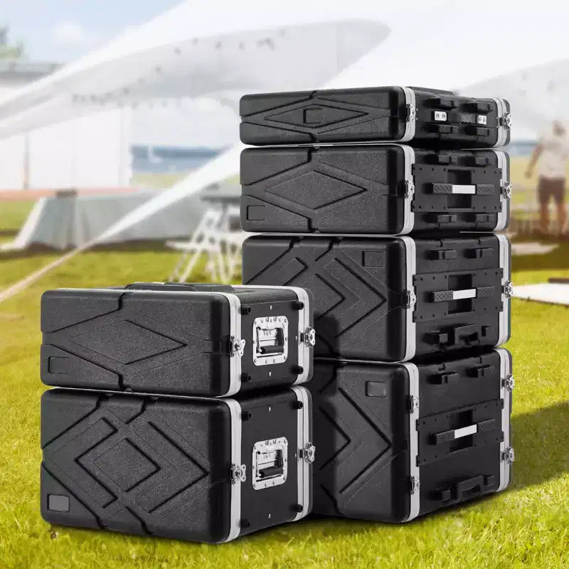 VEVOR Flight Case 2U, Profondità Standard 19 Pollici, Rack Server con Maniglia in ABS e Chiusure a Farfalla Heavy-Duty, Nero
