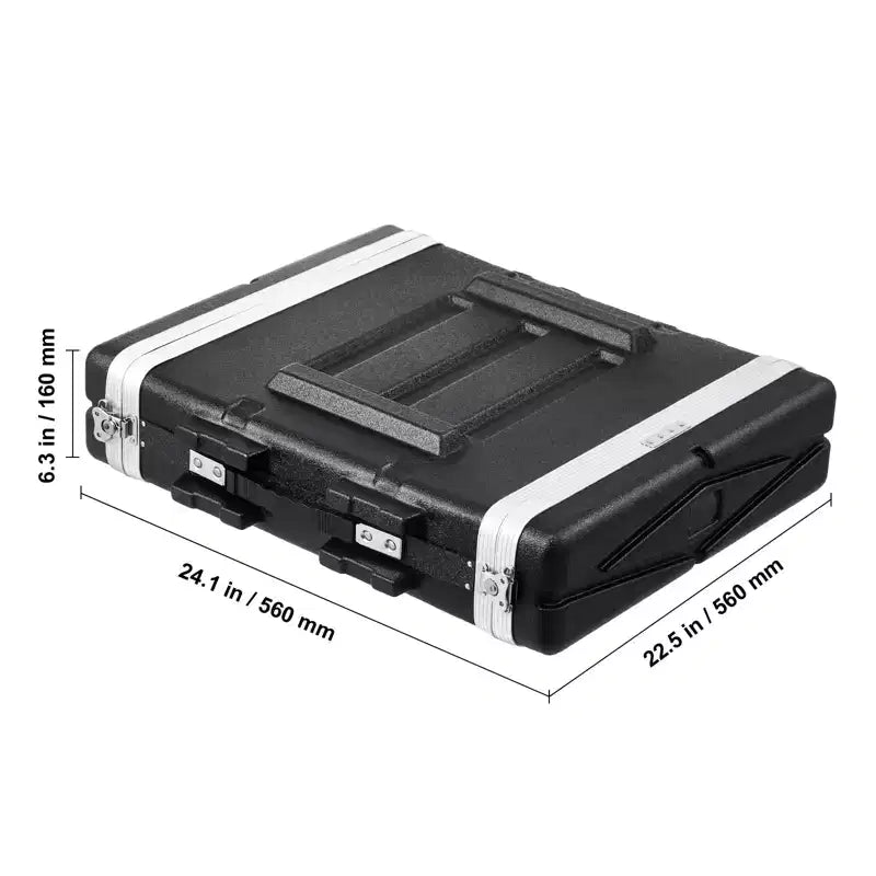 VEVOR Flight Case 2U, Profondità Standard 19 Pollici, Rack Server con Maniglia in ABS e Chiusure a Farfalla Heavy-Duty, Nero