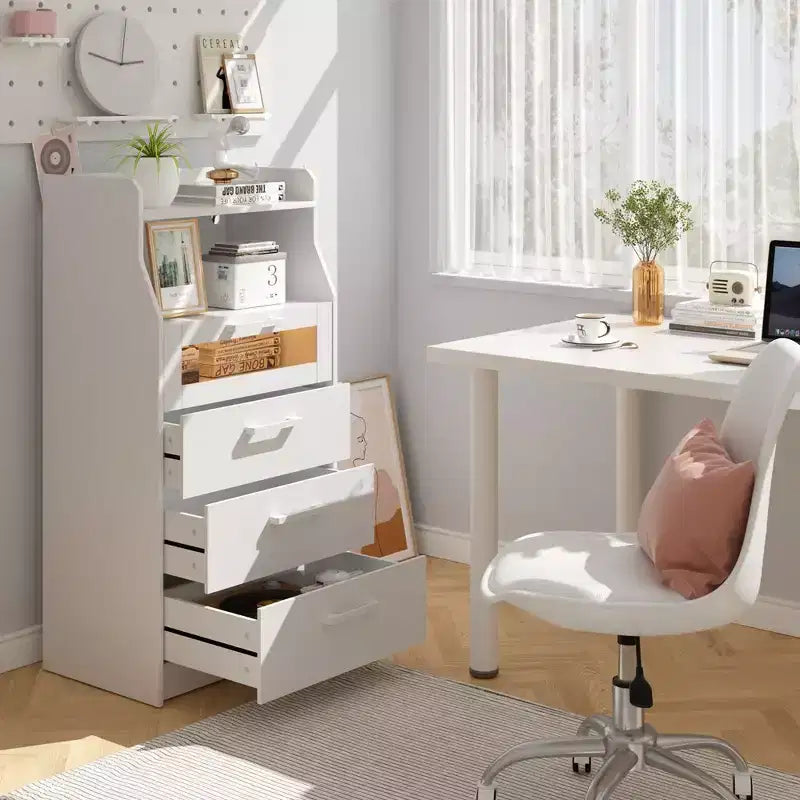 VECELO Cassettiera Bianca Alta Moderna da Trucco con Luci a LED e Stazione di Ricarica