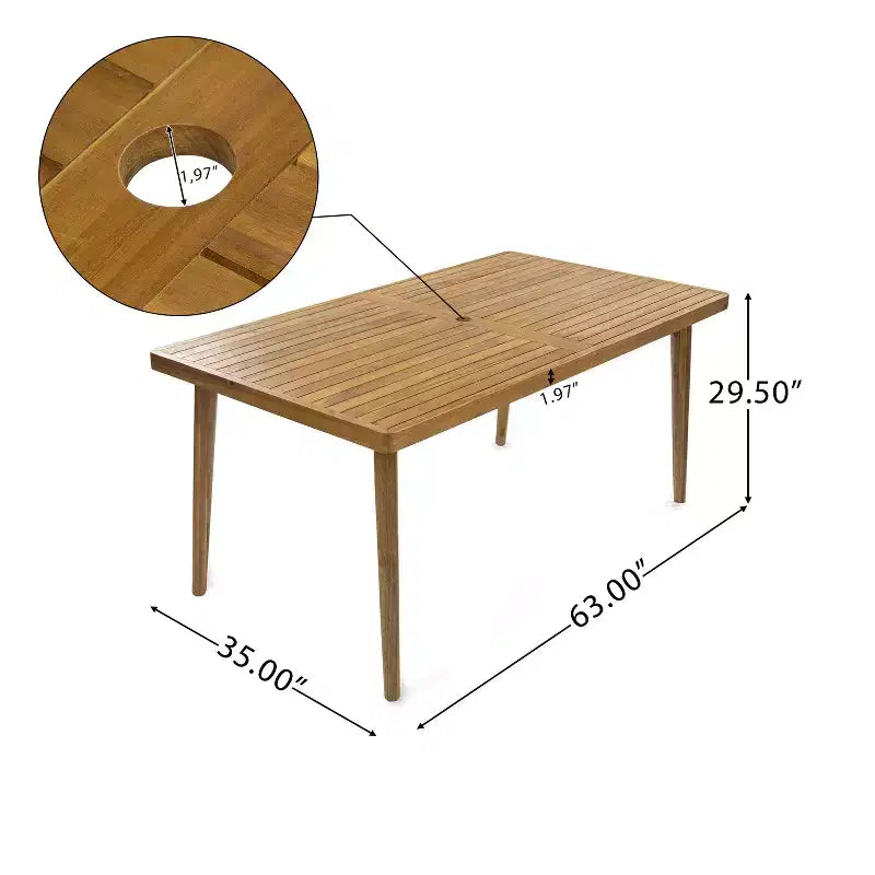 Christopher Knight Home Kennen, set da pranzo da esterno in legno di acacia rustico, 7 pezzi, con cuscini