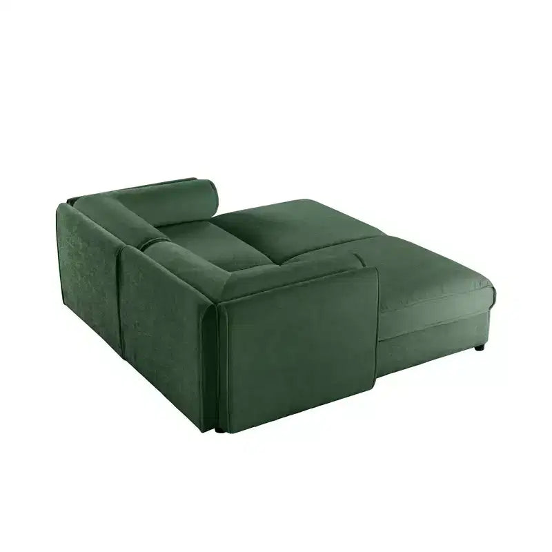 Stylish White Chenille 2-Seater Sofa with 2 Ottoman Storage Seat, Cylindrical Backrest and Armrests
