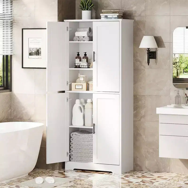 Dispensa da Cucina Alta 70, Mobiletto Indipendente con Ripiani Regolabili, Mobile Bar in Legno per Soggiorno