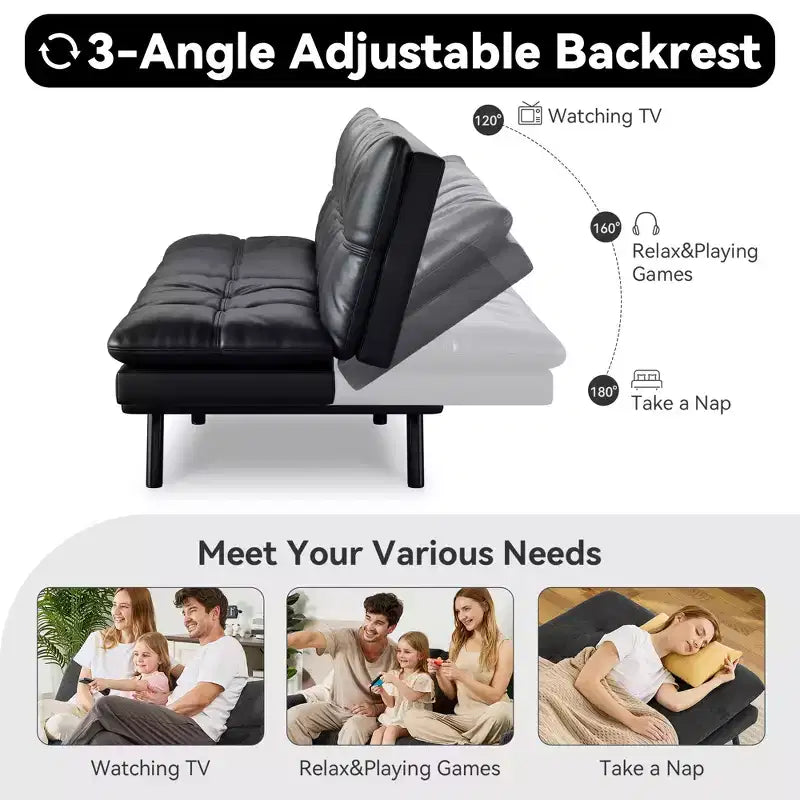 Dyonery 71 Divano Letto Futon Convertibile, Divano Futon Moderno in Lino con Cuscino Rimovibile, Schienale e Braccioli Regolabili