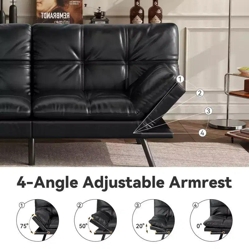 Dyonery 71 Divano Letto Futon Convertibile, Divano Futon Moderno in Lino con Cuscino Rimovibile, Schienale e Braccioli Regolabili