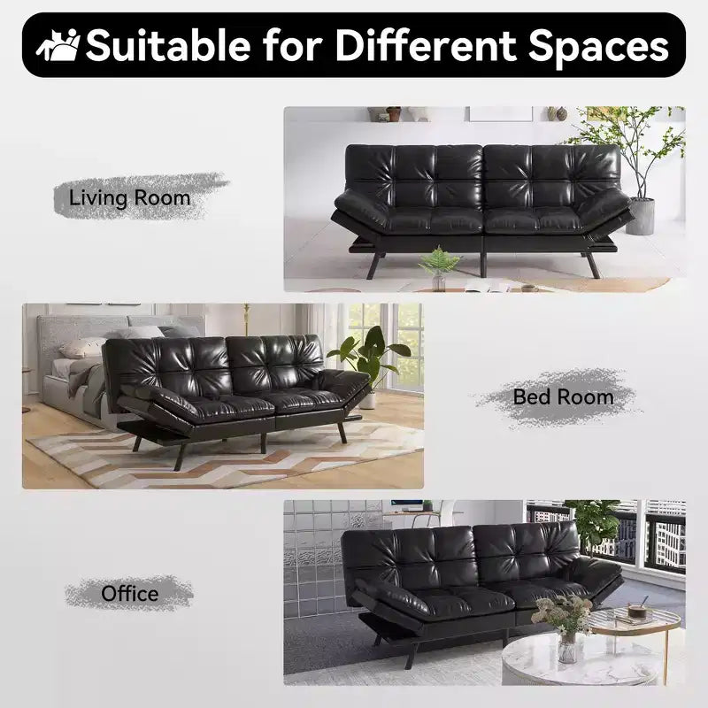 Dyonery 71 Divano Letto Futon Convertibile, Divano Futon Moderno in Lino con Cuscino Rimovibile, Schienale e Braccioli Regolabili