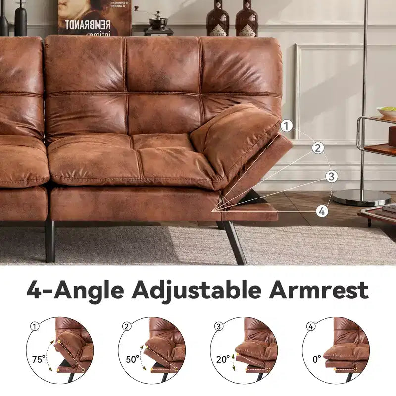 Dyonery 71 Divano Letto Futon Convertibile, Divano Futon Moderno in Lino con Cuscino Rimovibile, Schienale e Braccioli Regolabili