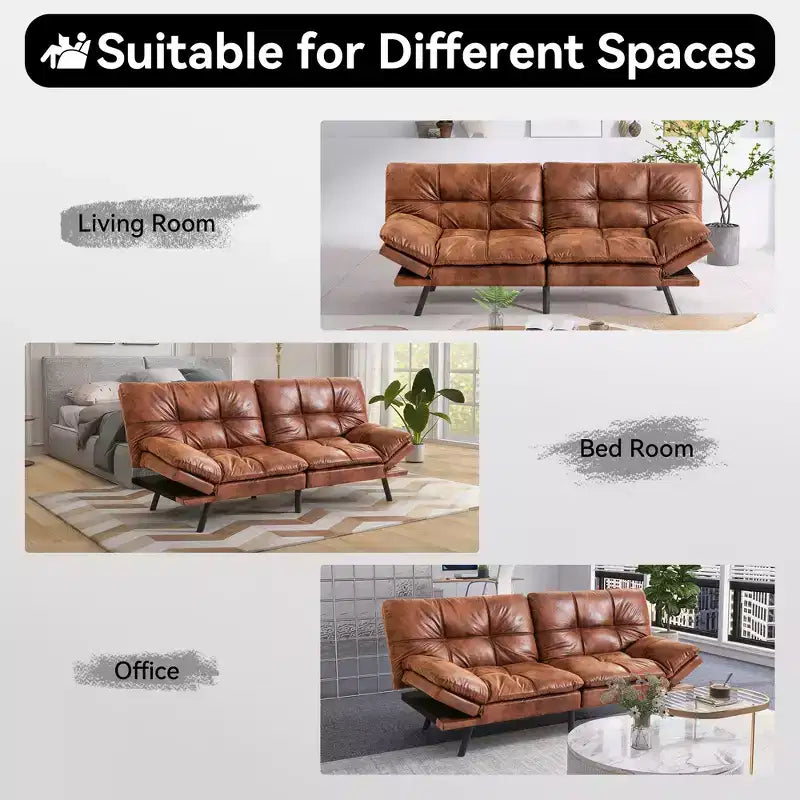 Dyonery 71 Divano Letto Futon Convertibile, Divano Futon Moderno in Lino con Cuscino Rimovibile, Schienale e Braccioli Regolabili