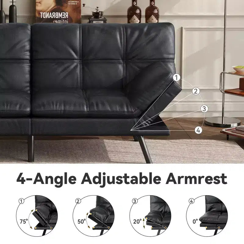 Dyonery 71 Divano Letto Futon Convertibile, Divano Futon Moderno in Lino con Cuscino Rimovibile, Schienale e Braccioli Regolabili