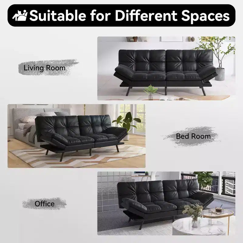 Dyonery 71 Divano Letto Futon Convertibile, Divano Futon Moderno in Lino con Cuscino Rimovibile, Schienale e Braccioli Regolabili