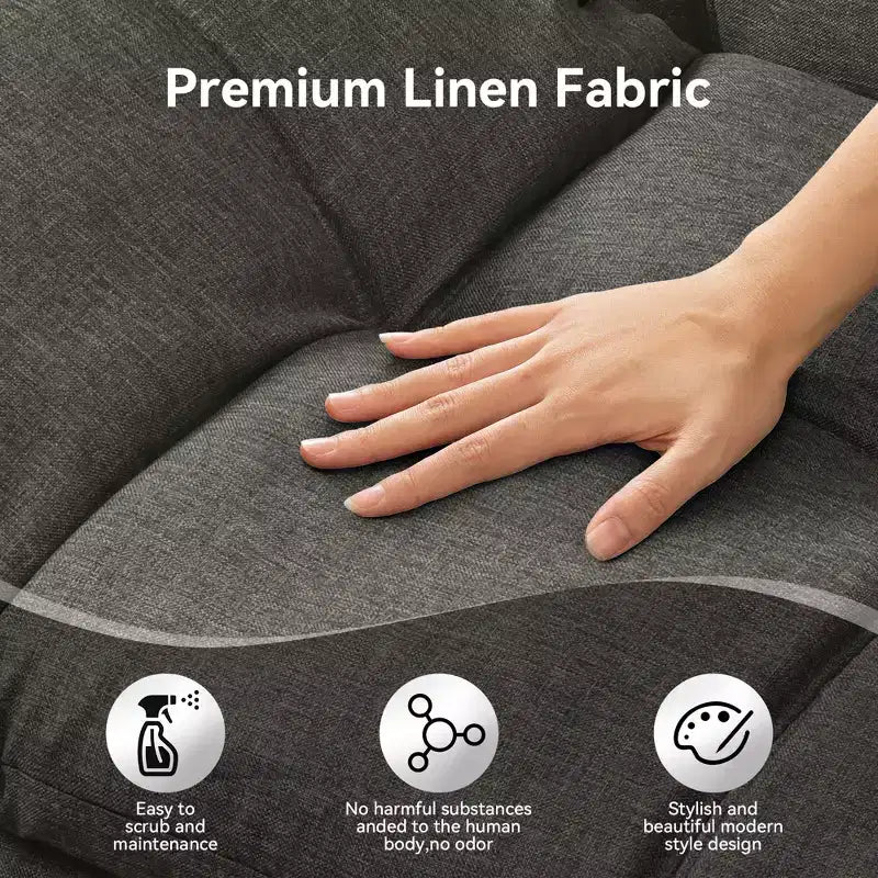 Dyonery 71 Divano Letto Futon Convertibile, Divano Futon Moderno in Lino con Cuscino Rimovibile, Schienale e Braccioli Regolabili
