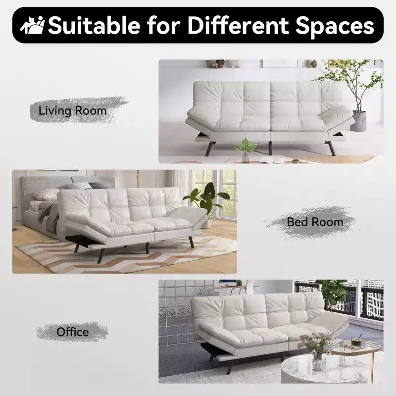 Dyonery 71 Divano Letto Futon Convertibile, Divano Futon Moderno in Lino con Cuscino Rimovibile, Schienale e Braccioli Regolabili