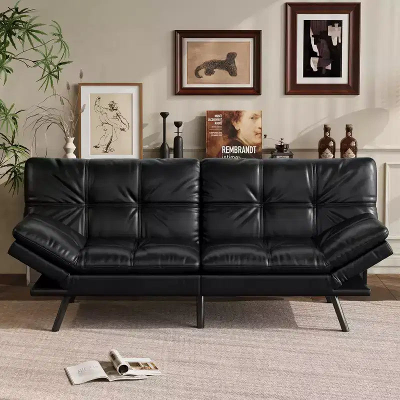 Dyonery 71 Divano Letto Futon Convertibile, Divano Futon Moderno in Lino con Cuscino Rimovibile, Schienale e Braccioli Regolabili