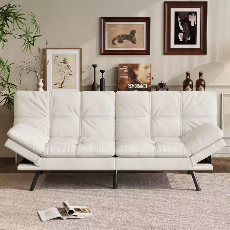 Dyonery 71 Divano Letto Futon Convertibile, Divano Futon Moderno in Lino con Cuscino Rimovibile, Schienale e Braccioli Regolabili