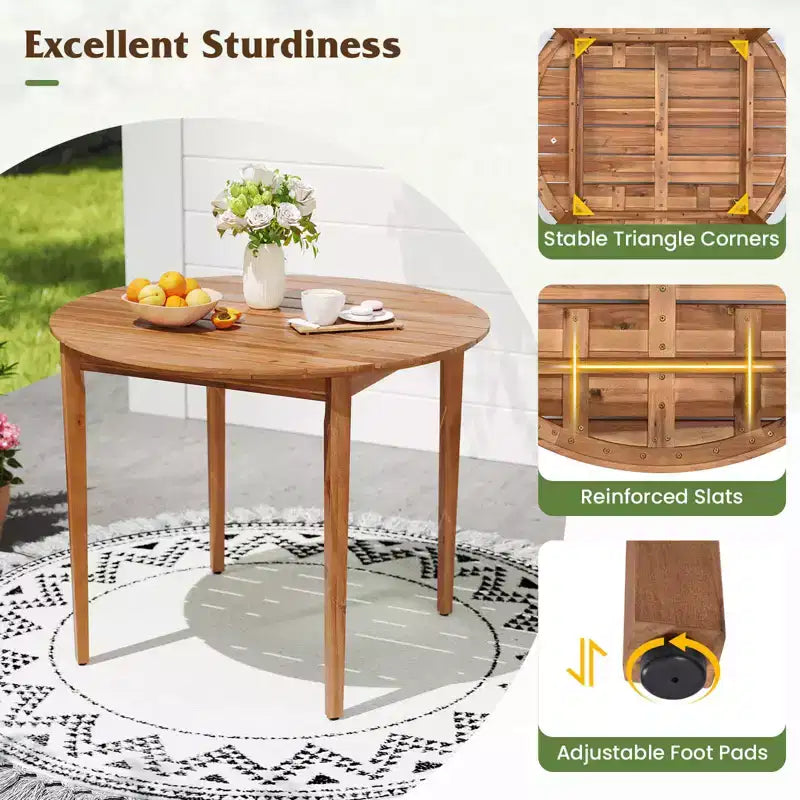 Set da pranzo da patio Costway 5 pezzi in legno massello per esterni con schienale in rattan