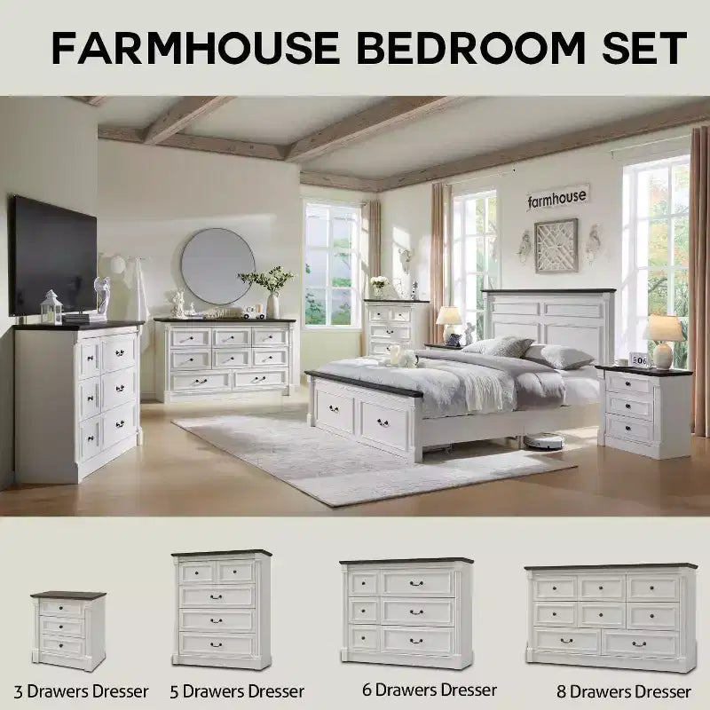 Mastgoal 61 Comò Rustico da Fattoria con 8 Cassetti, Armadio in Legno Rustico con Colonna Romana per Camera da Letto