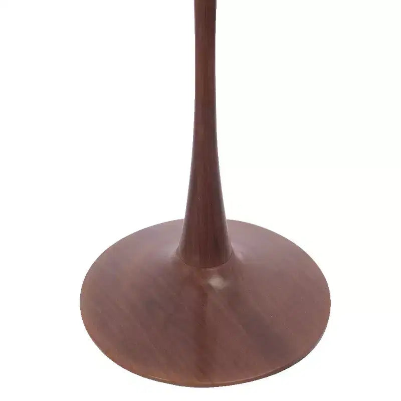 Tavolo da pranzo rotondo LeisureMod Bristol 35 con piano in pietra sinterizzata e base a piedistallo in acciaio noce per cucina e sala da pranzo moderne