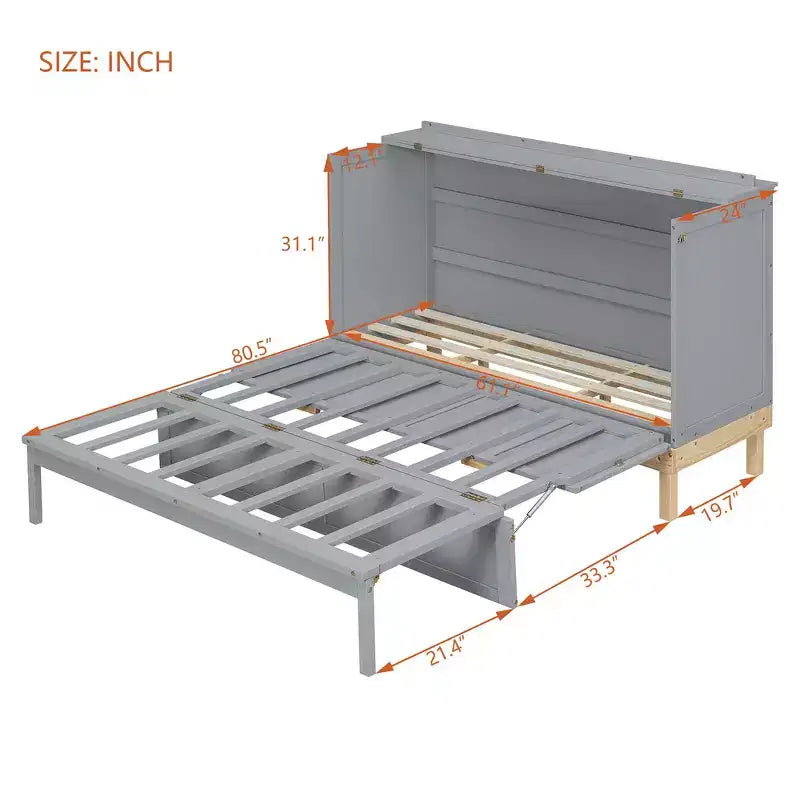 Whisen Queen Size Murphy Bed, Space-Saving, Durable Construction, Simple Setup with Hardware