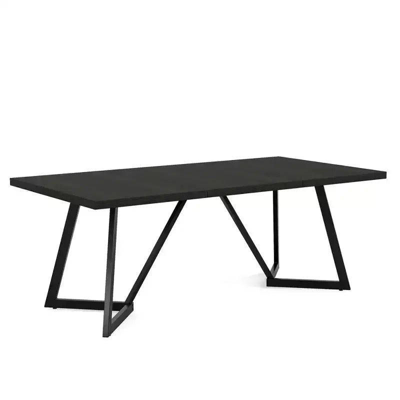 MAYEERTY Tavolo da Pranzo Moderno da 70,96 Pollici con Piano in MDF Effetto Legno Nero Marrone e Gambe in Ferro Metallico