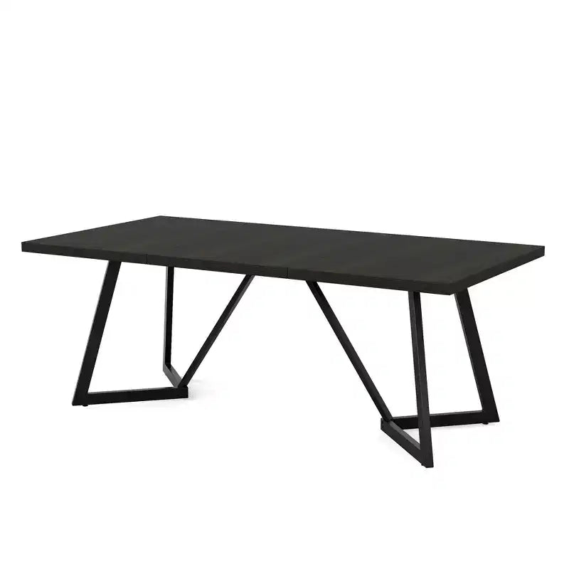 MAYEERTY Tavolo da Pranzo Moderno da 70,96 Pollici con Piano in MDF Effetto Legno Nero Marrone e Gambe in Ferro Metallico