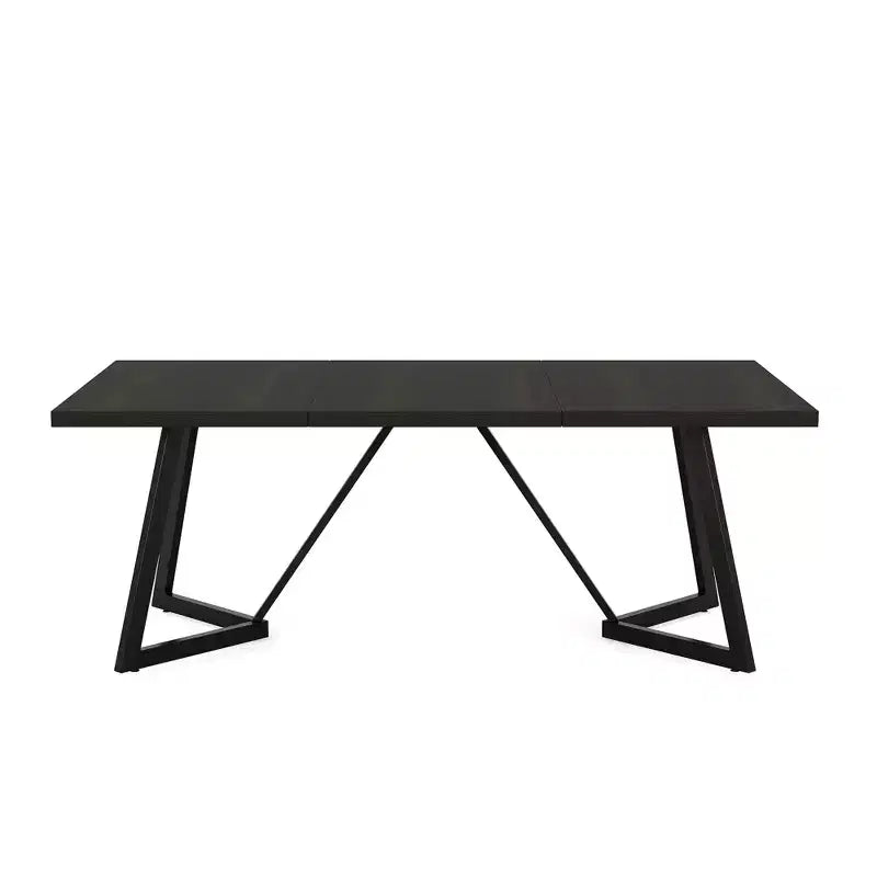 MAYEERTY Tavolo da Pranzo Moderno da 70,96 Pollici con Piano in MDF Effetto Legno Nero Marrone e Gambe in Ferro Metallico