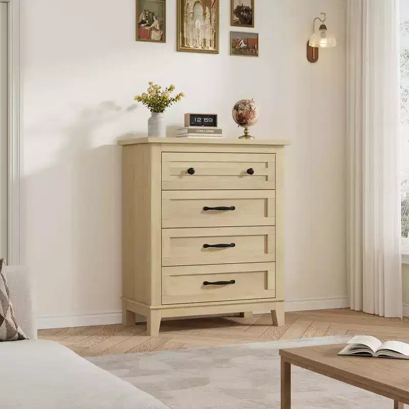 Garvee 4 Cassettiera per Camera da Letto, Cassettiera Alta 34,8" con Cassetti per Armadio in Legno Indipendente per Soggiorno, Camera da Letto