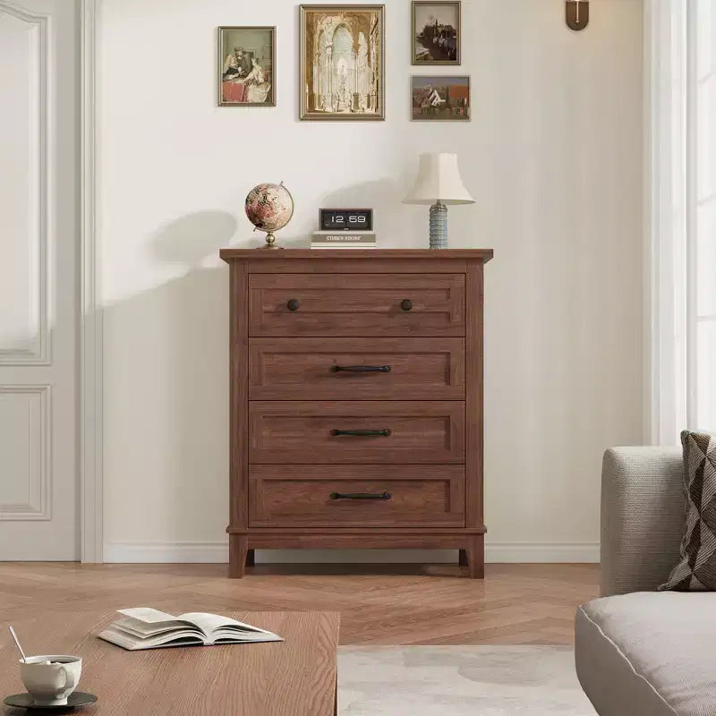 Garvee 4 Cassettiera per Camera da Letto, Cassettiera Alta 34,8" con Cassetti per Armadio in Legno Indipendente per Soggiorno, Camera da Letto