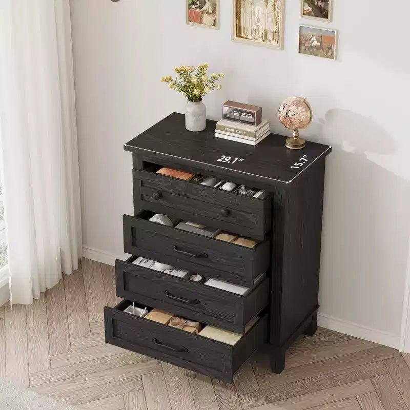 Garvee 4 Cassettiera per Camera da Letto, Cassettiera Alta 34,8" con Cassetti per Armadio in Legno Indipendente per Soggiorno, Camera da Letto