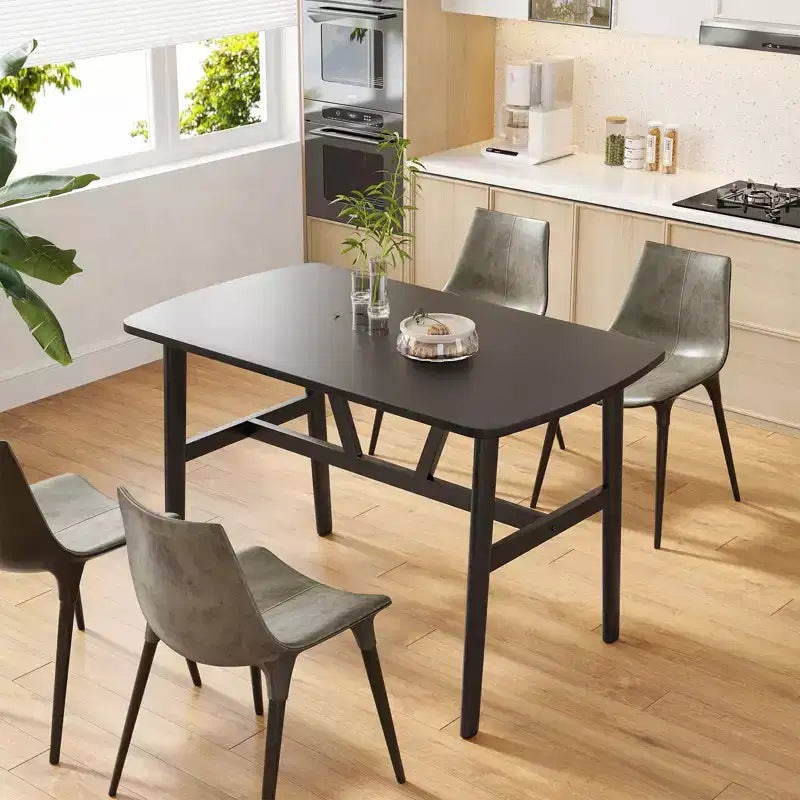 PexFix Tavolo da pranzo 47 per 4-6 persone, tavolo da cucina in legno, tavolo da pranzo moderno con robusto telaio in metallo per sala da pranzo, cucina, nero
