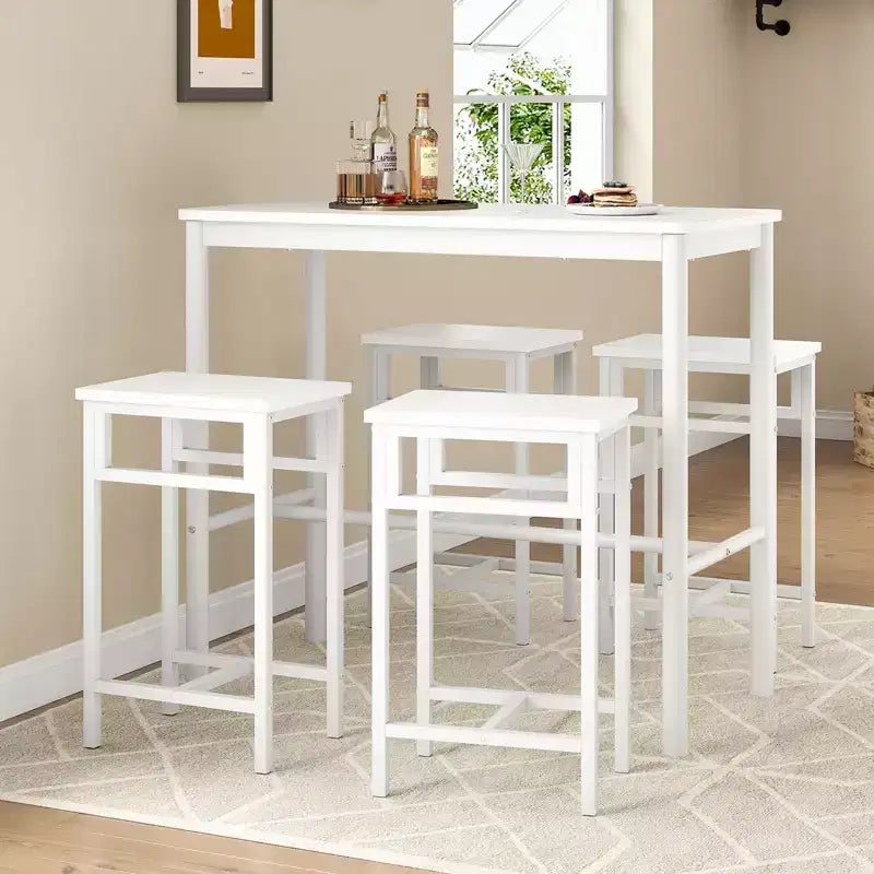 PexFix 47 Tavolo Alto da Bar Rettangolare Bianco Tavoli da Pranzo Alti da Bancone per Cucina, Caffetteria e Studio