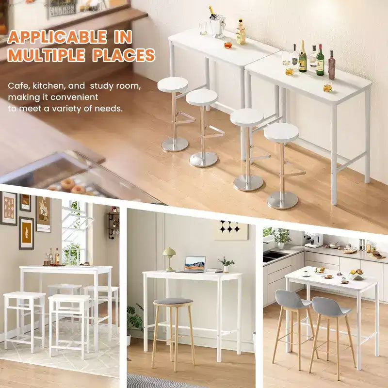 PexFix 47 Tavolo Alto da Bar Rettangolare Bianco Tavoli da Pranzo Alti da Bancone per Cucina, Caffetteria e Studio