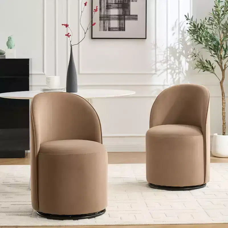 Sedie da pranzo Okak Modern 360Swivel, comode sedie da cucina in velluto con schienale a botte e cuscini spessi, sedia da trucco imbottita per camera da letto