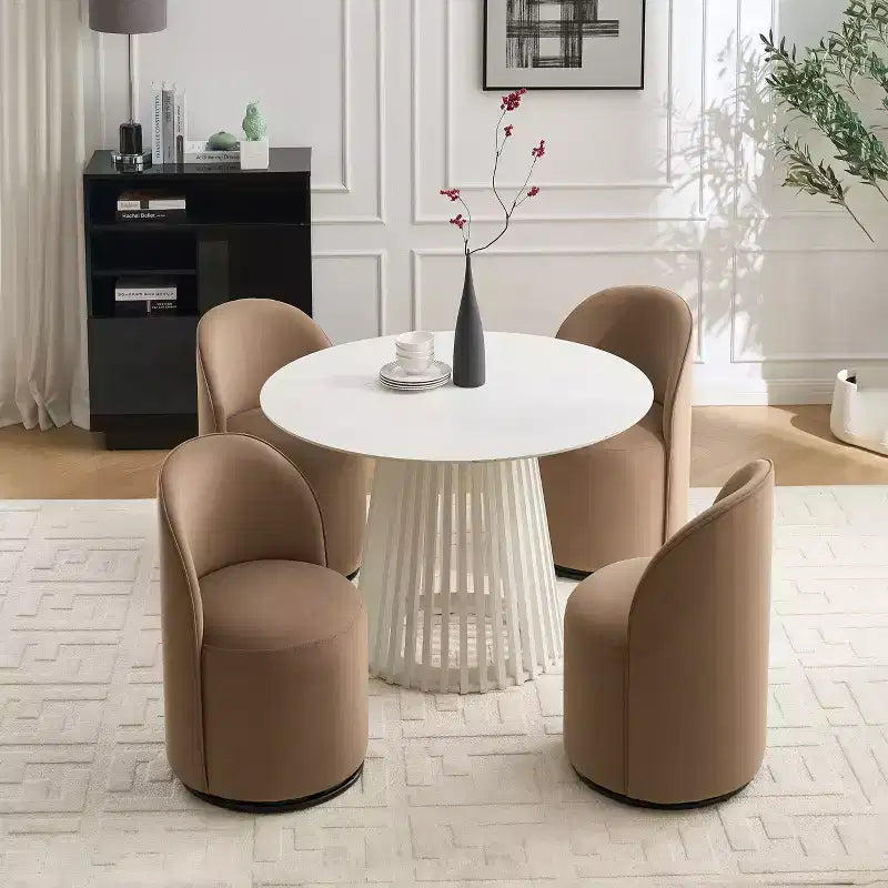 Sedie da pranzo Okak Modern 360Swivel, comode sedie da cucina in velluto con schienale a botte e cuscini spessi, sedia da trucco imbottita per camera da letto