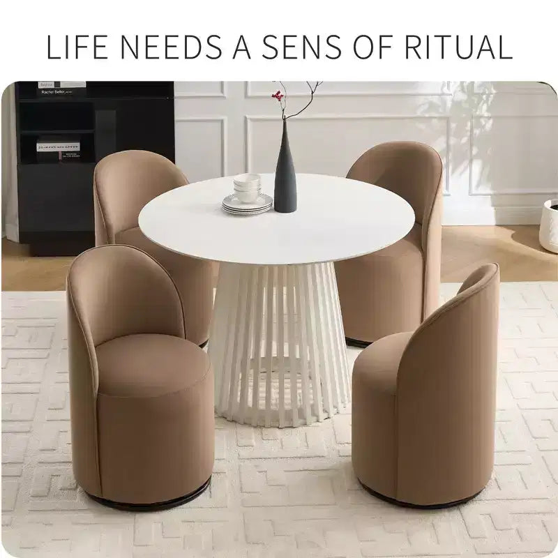 Sedie da pranzo Okak Modern 360Swivel, comode sedie da cucina in velluto con schienale a botte e cuscini spessi, sedia da trucco imbottita per camera da letto