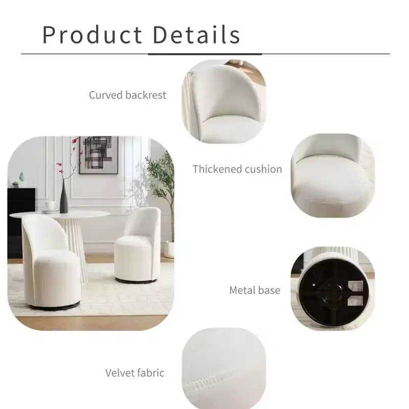 Sedie da pranzo Okak Modern 360Swivel, comode sedie da cucina in velluto con schienale a botte e cuscini spessi, sedia da trucco imbottita per camera da letto