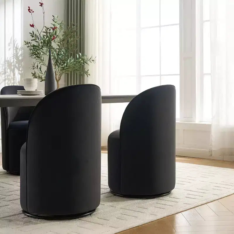 Sedie da pranzo Okak Modern 360Swivel, comode sedie da cucina in velluto con schienale a botte e cuscini spessi, sedia da trucco imbottita per camera da letto