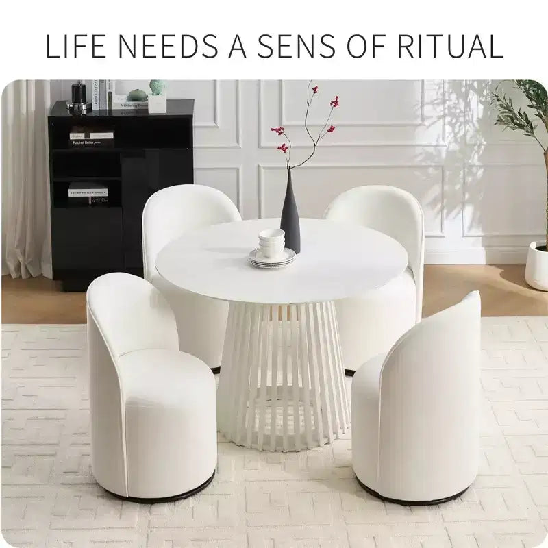 Sedie da pranzo Okak Modern 360Swivel, comode sedie da cucina in velluto con schienale a botte e cuscini spessi, sedia da trucco imbottita per camera da letto