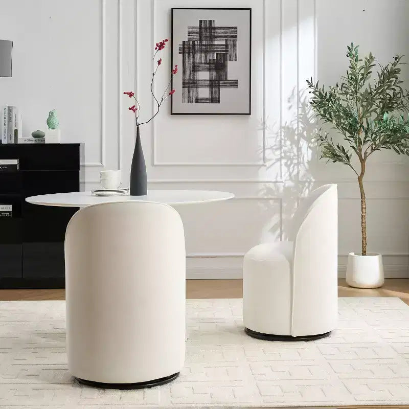 Sedie da pranzo Okak Modern 360Swivel, comode sedie da cucina in velluto con schienale a botte e cuscini spessi, sedia da trucco imbottita per camera da letto
